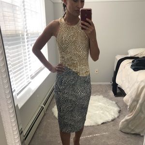 High neck bodycon dress with back zipper